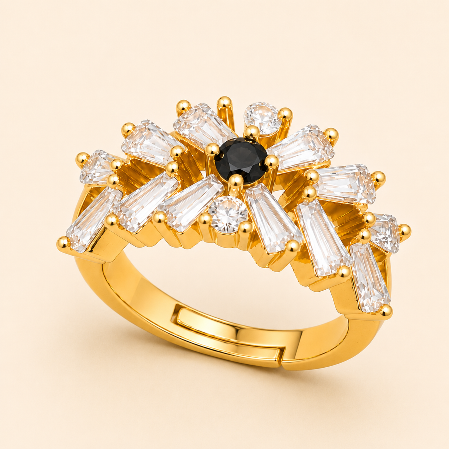 Crystal Petal Crown Ring