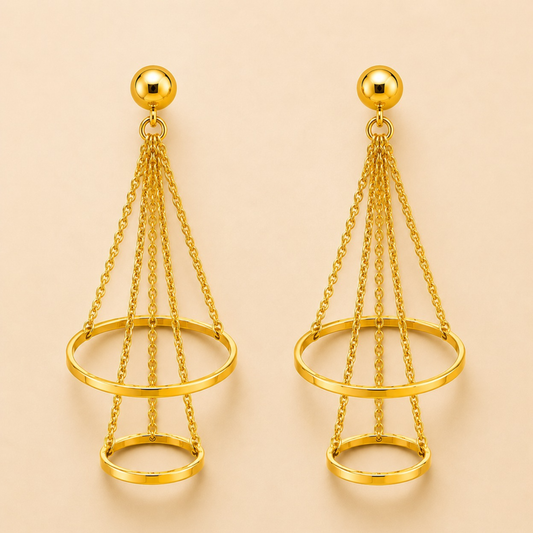 Golden Orbit Tassel Earrings