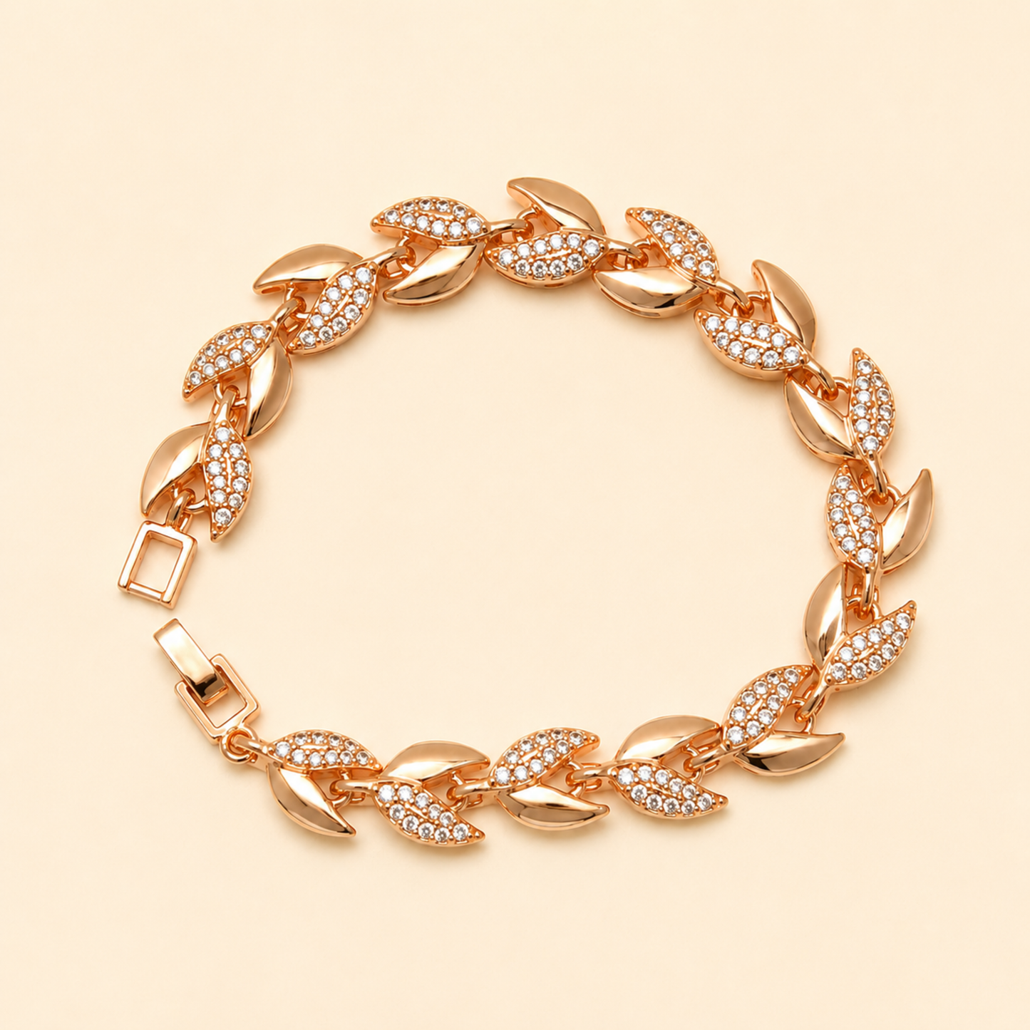 Golden Crystal Leaf Bracelet