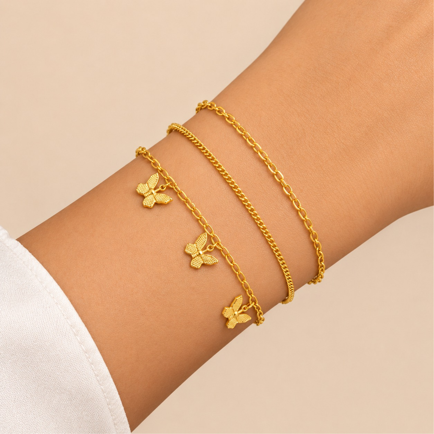 Golden Butterfly Trio Bracelet