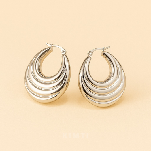 Anti Tarnish Silver Shine Layered Hoops Earring