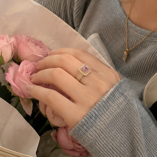 Gold Plated Color Square Zircon Rings