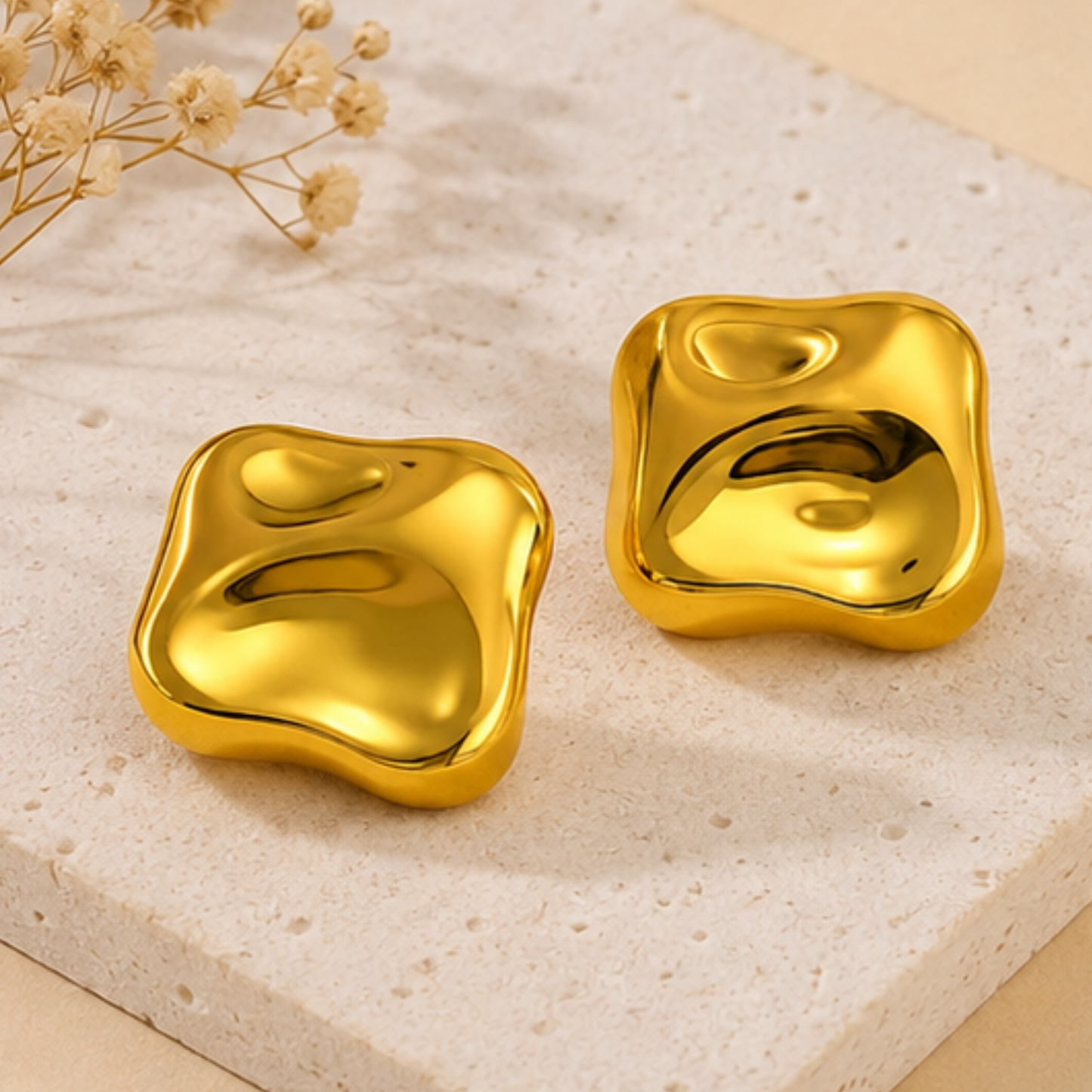 18K Gold Plated Steel Studs Earrings