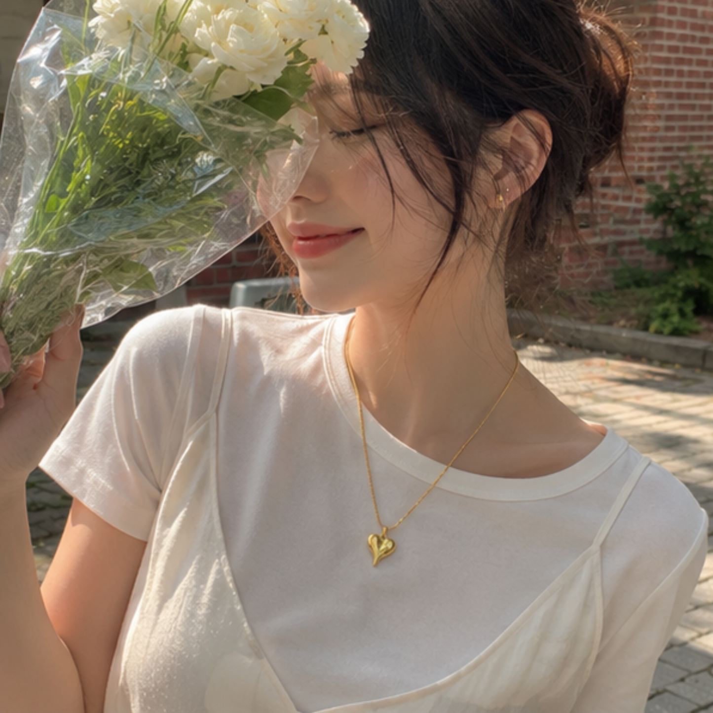 18K Gold Plated Elegant Heart Charm Necklace