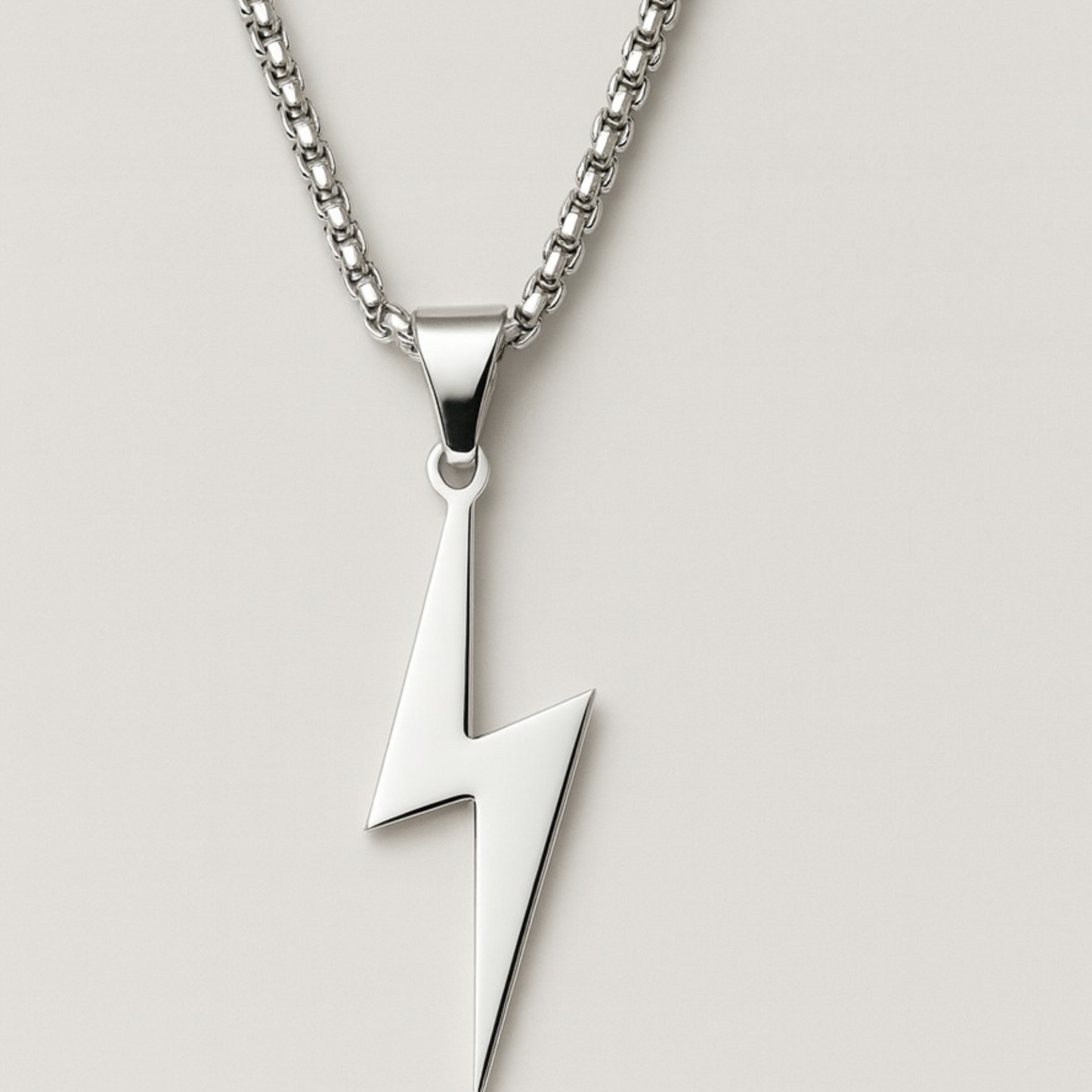 Lightning Bolt Pendant Stainless Steel Necklace