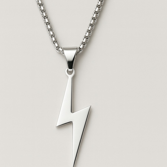 Lightning Bolt Pendant Stainless Steel Necklace