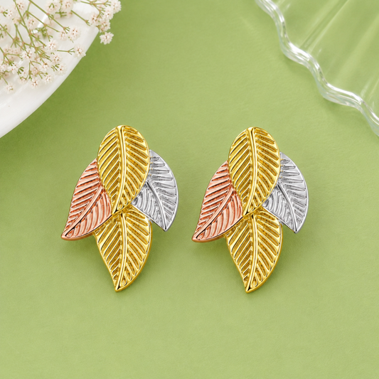 18K Gold Plated Autumn Leaf Trio Earrings