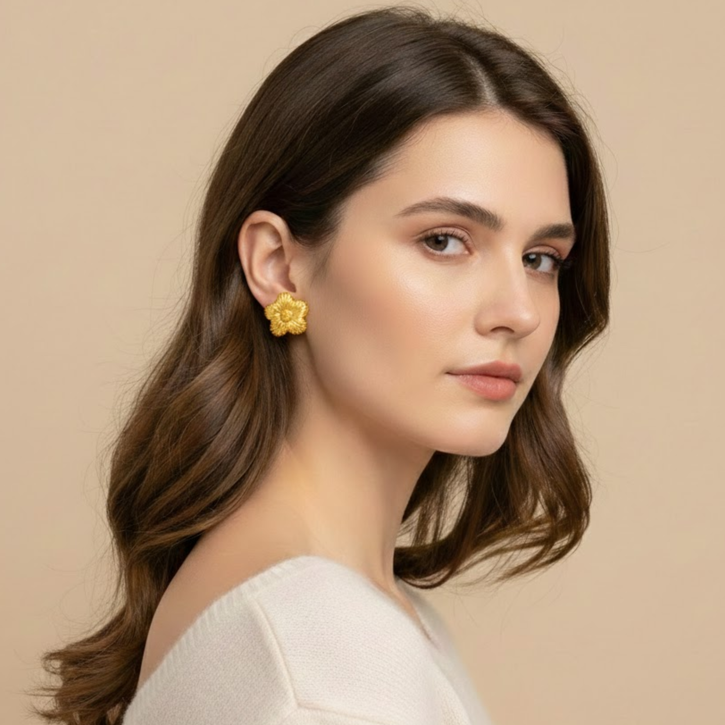 18k Gold Plated  Bloom Flower Earrings