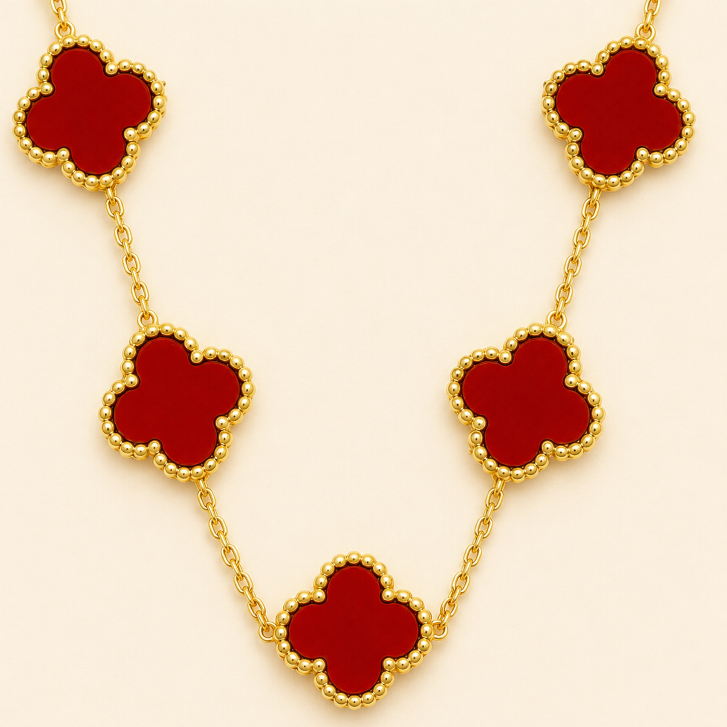 Red Dark Dreamy Clover Anti Tarnish Necklace