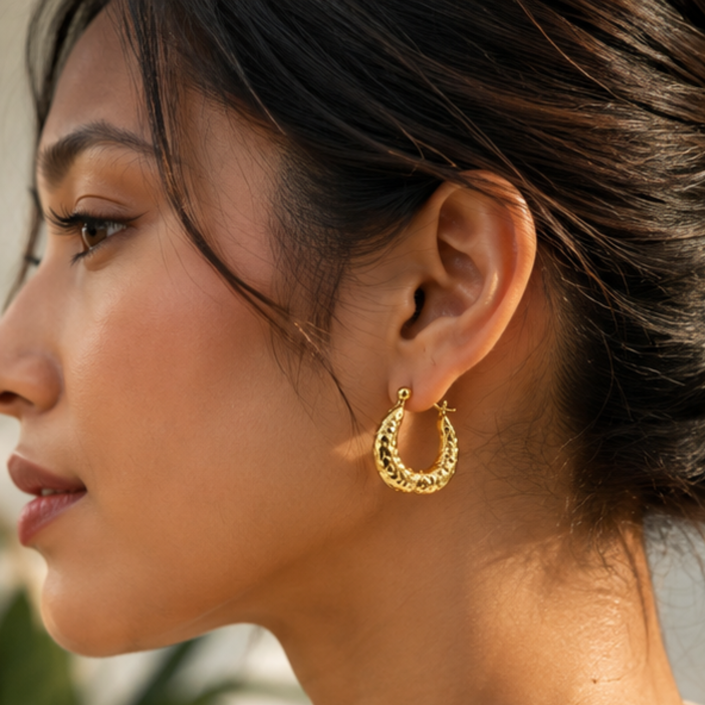 18K Gold Plated Dangler Hoops Anti Tarnish Earring