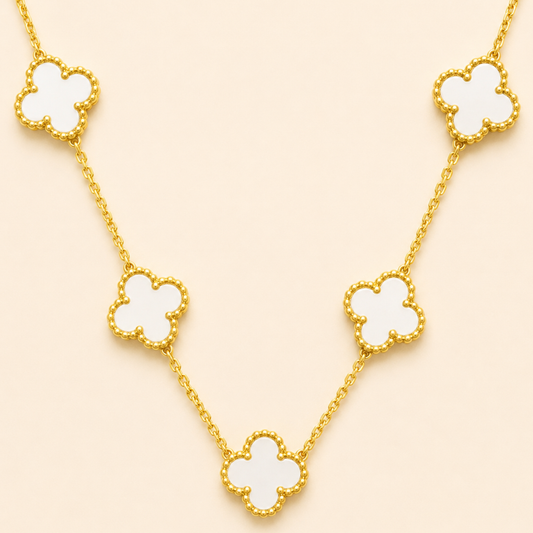 Anti-Tarnish White Petal Clover Necklace