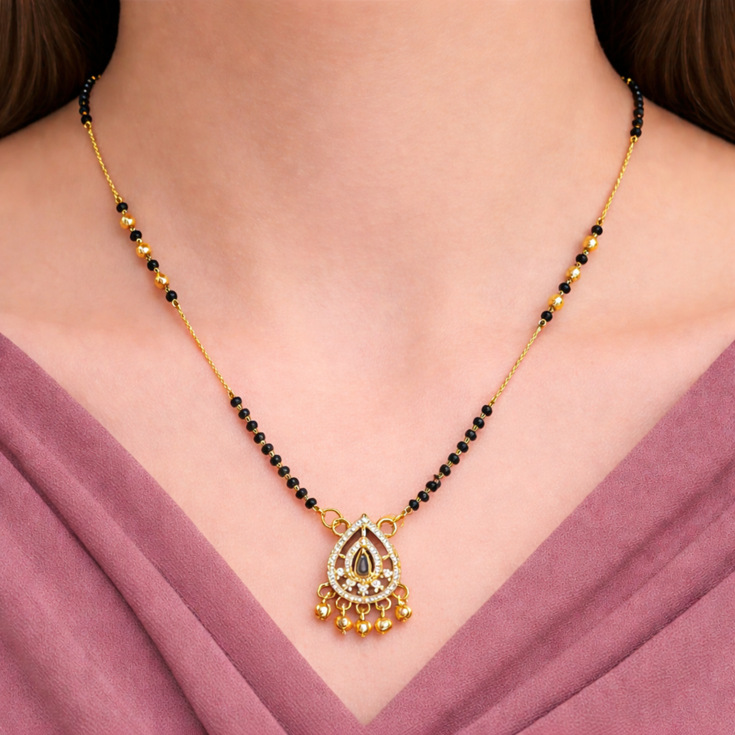 Anaya Kundan Teardrop Mangalsutra