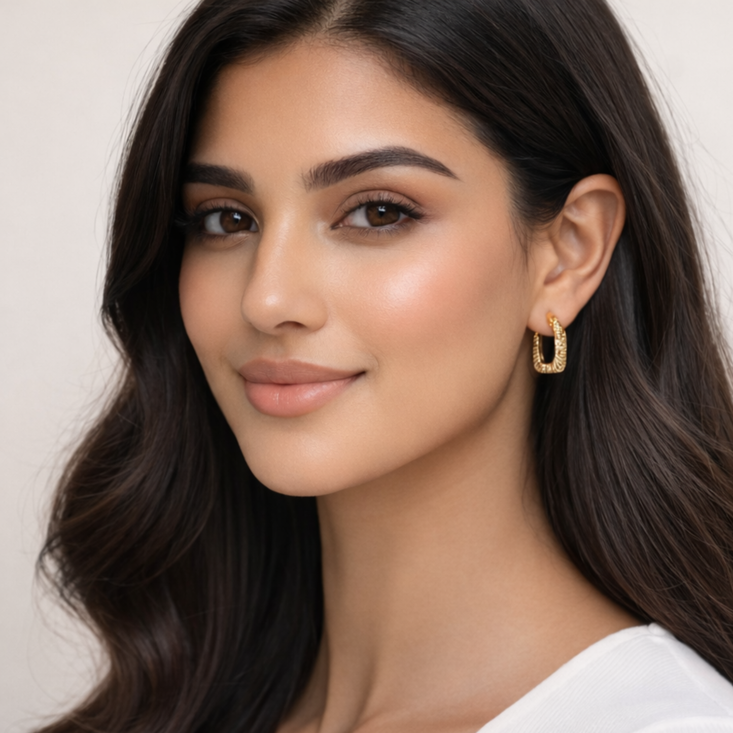 18K Gold Plated Lunara Textured Geometric Hoop Earrings