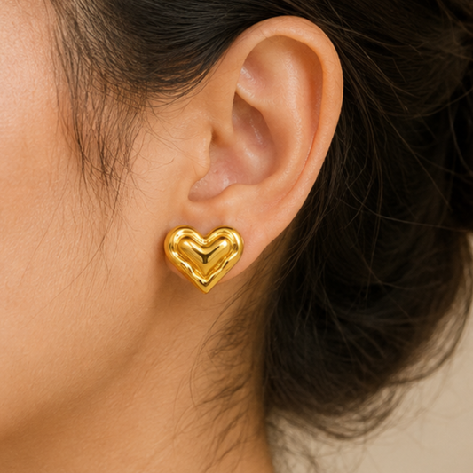 18K Gold Plated Sweetheart Stud Earrings