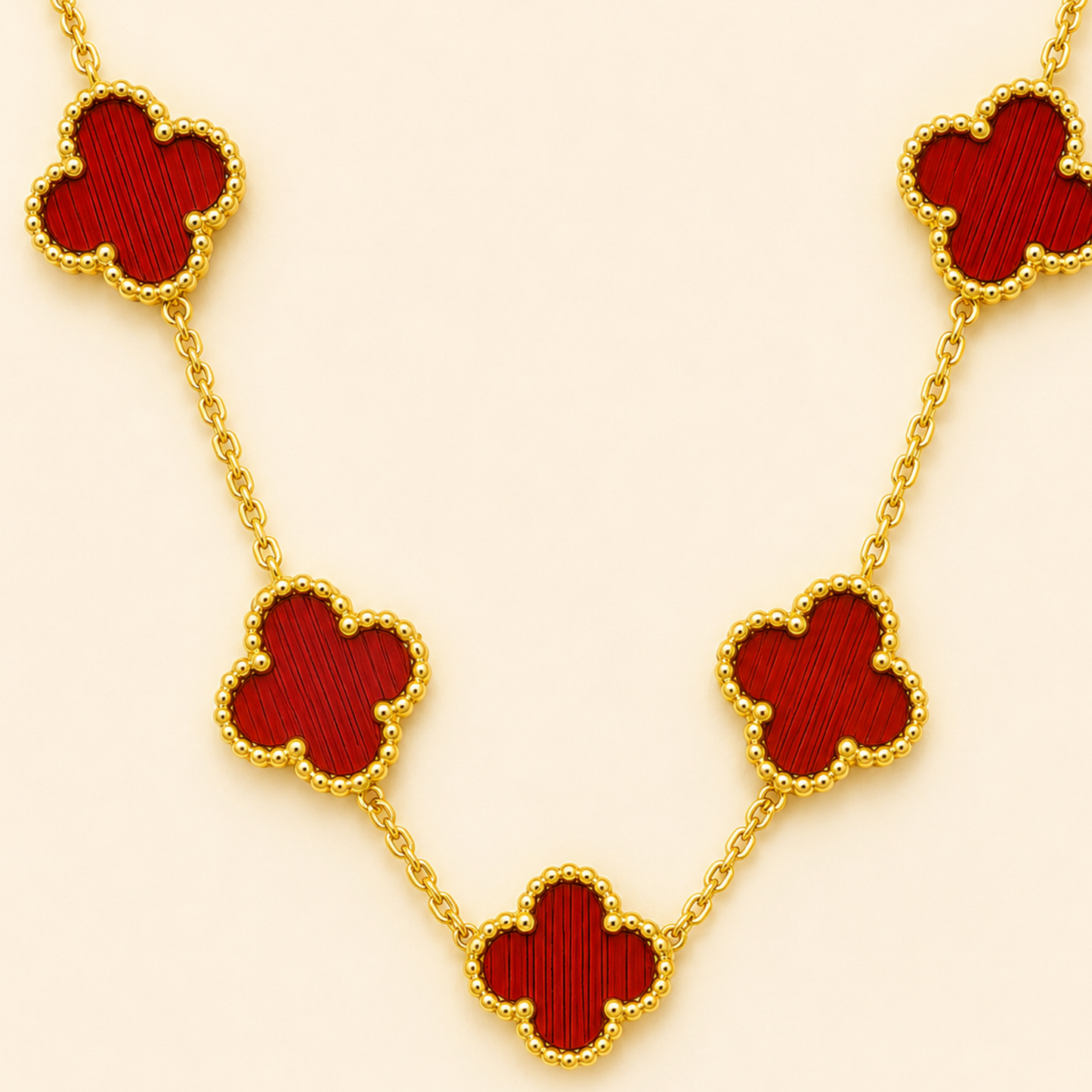 Red Dreamy Clover Anti Tarnish Necklace