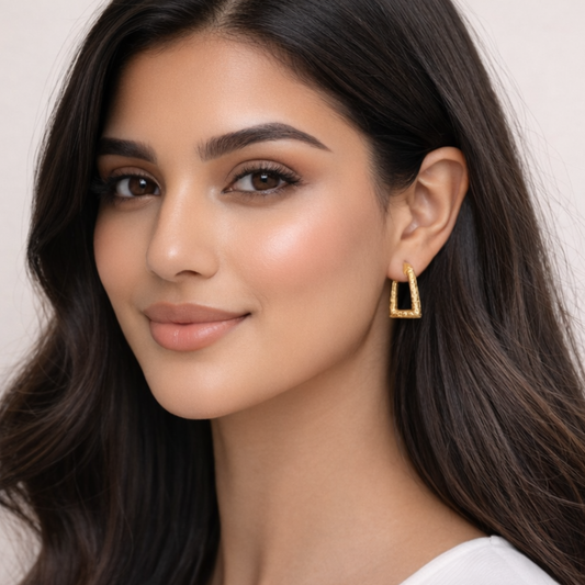 18K Gold Plated Zivara Bold Bamboo Hoop Earrings