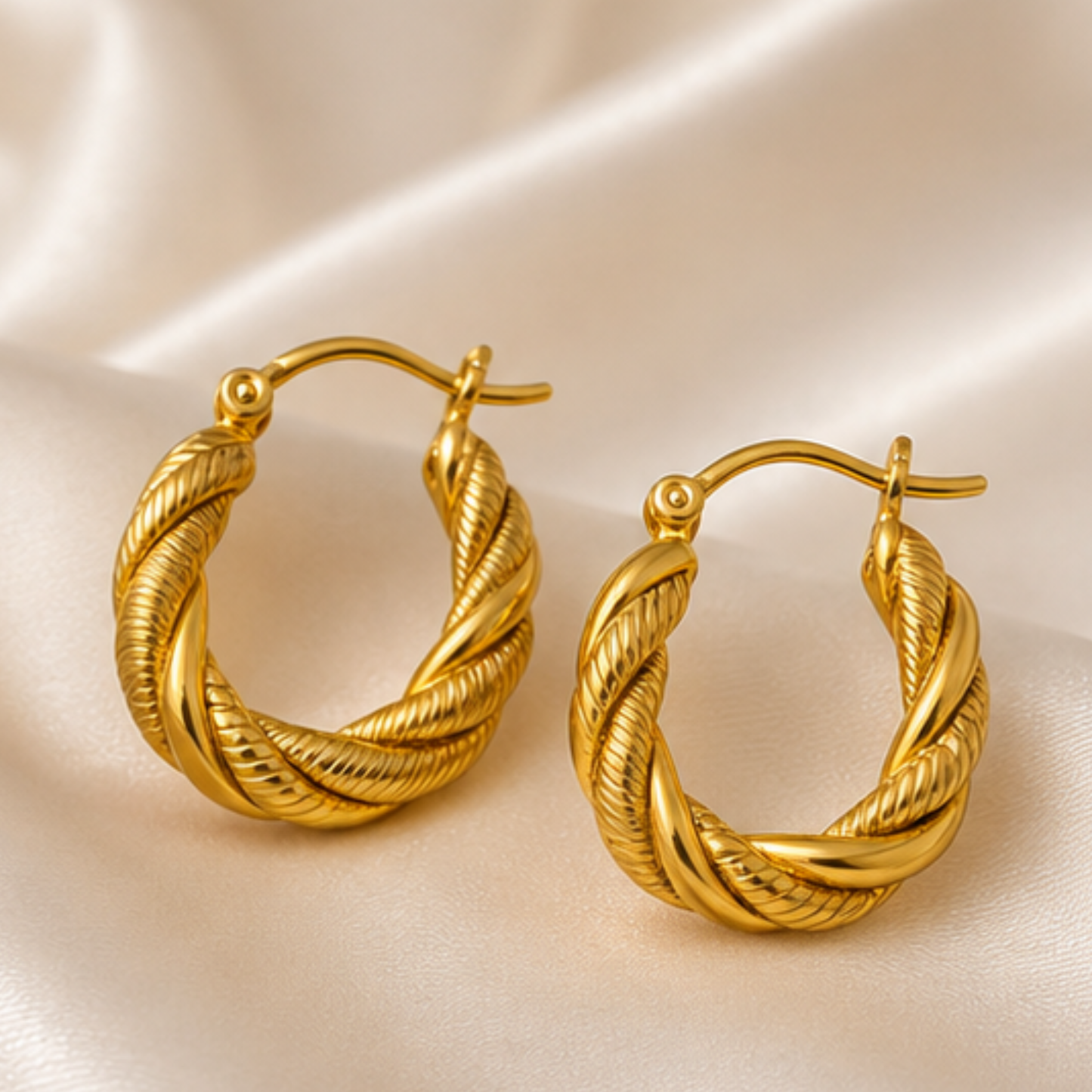 18K Gold Plated Twist Hoop Anti Tarnish Earring