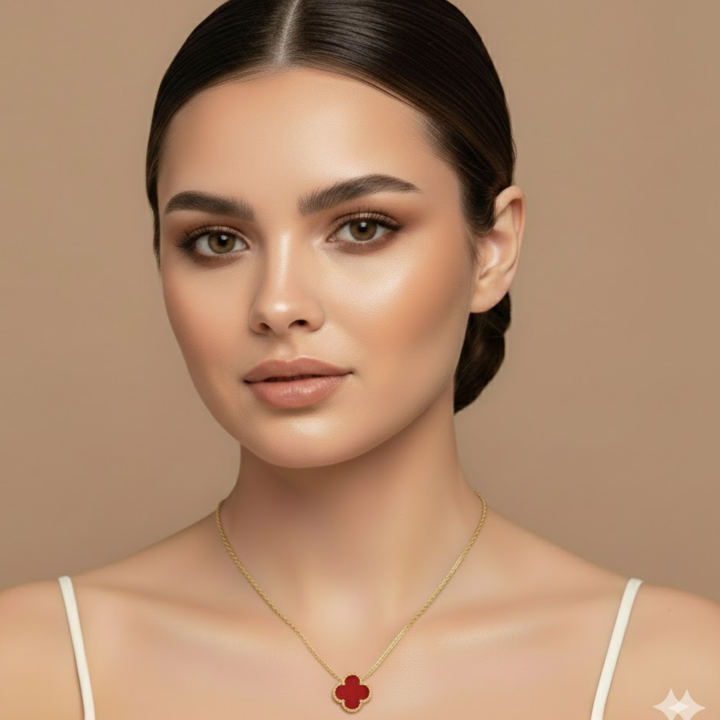 Red Pandant Clover Necklace