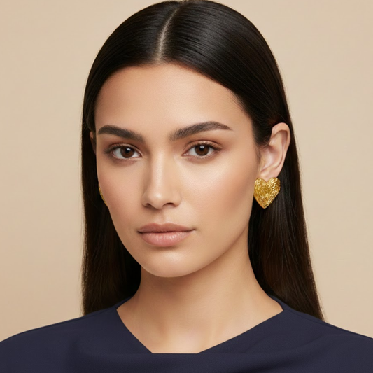 18K Gold Plated Tide Heart Earrings