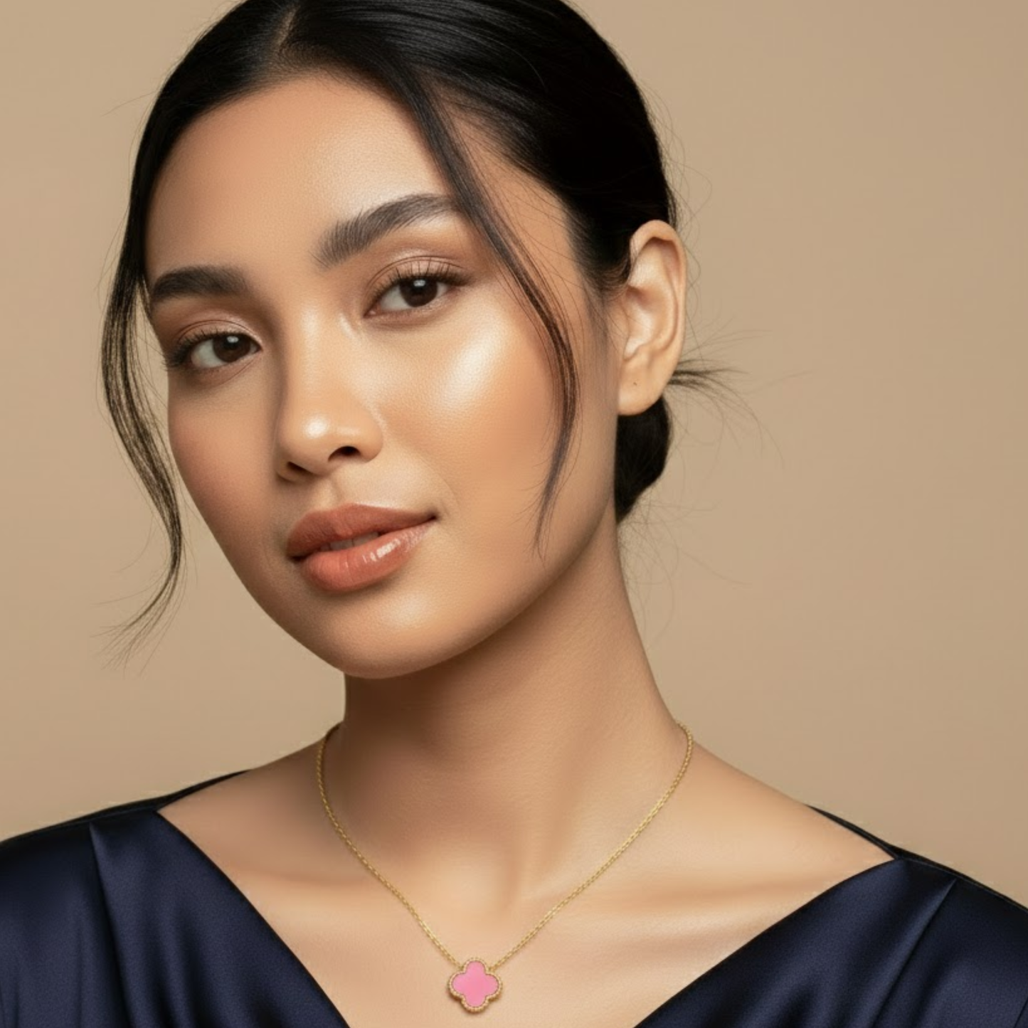 Pink Clover Necklace