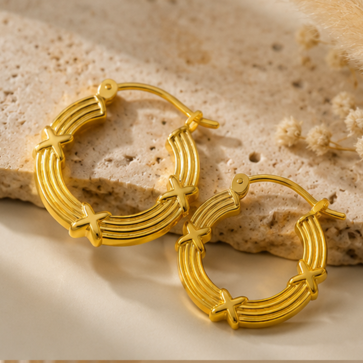 Golden Eterna Shine Hoops Anti Tarnish Earring