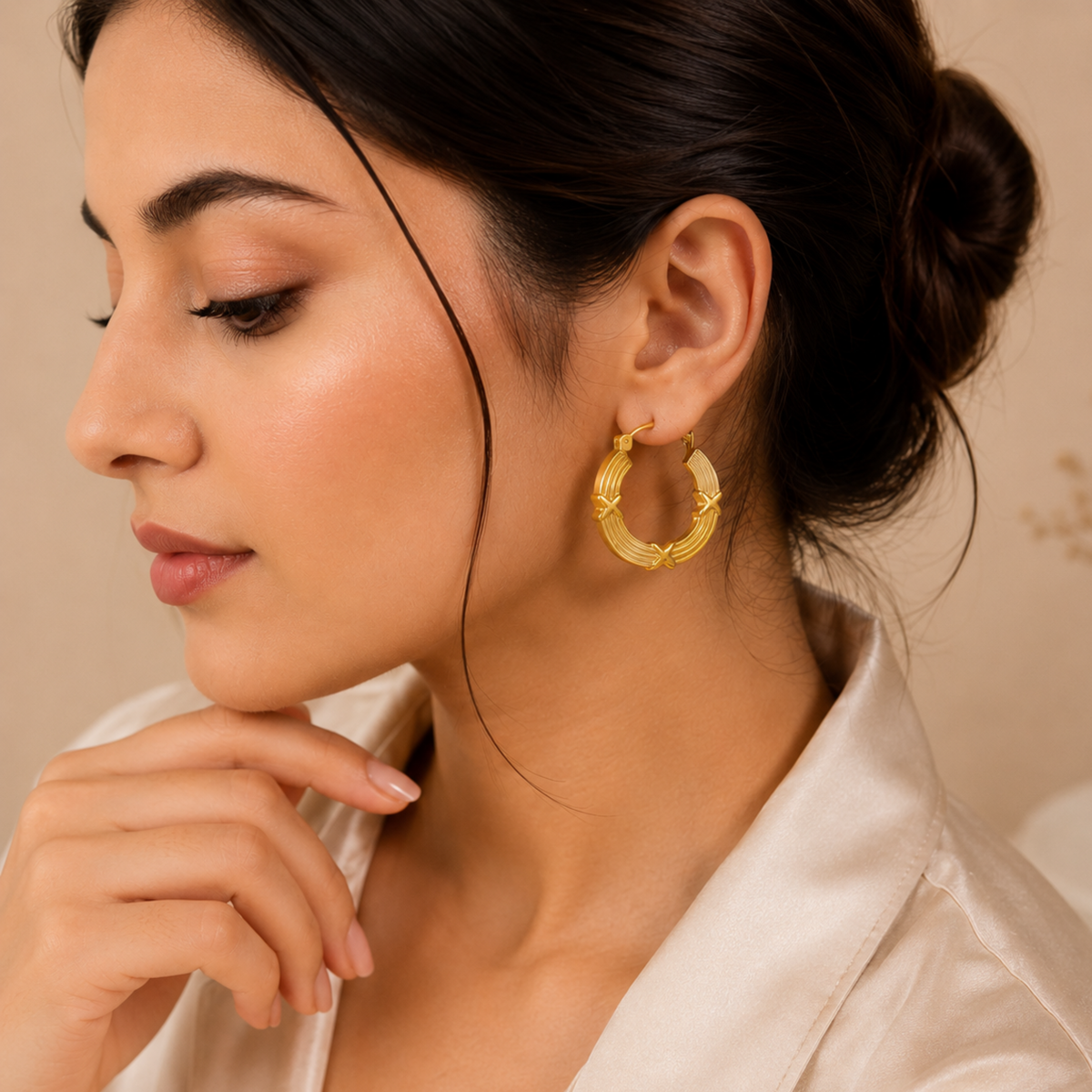 Golden Eterna Shine Hoops Anti Tarnish Earring