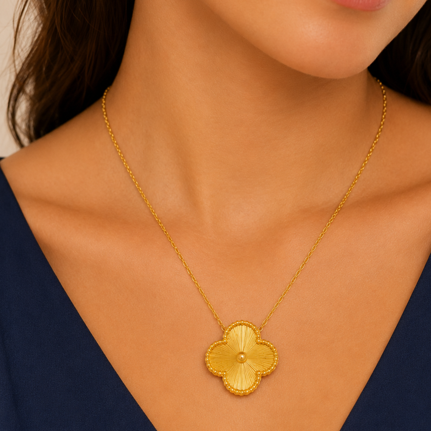 Golden Clover Flower Anti Tarnish Necklace