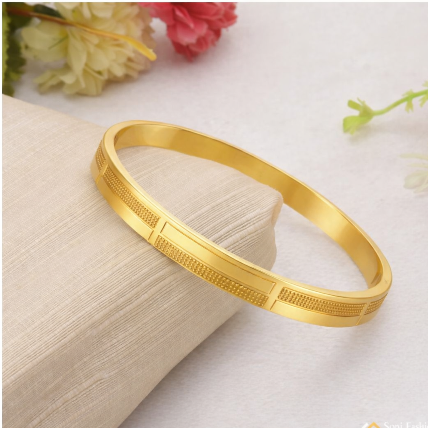 Men-18K Gold Plated Zenith Texture Gold Bracelet