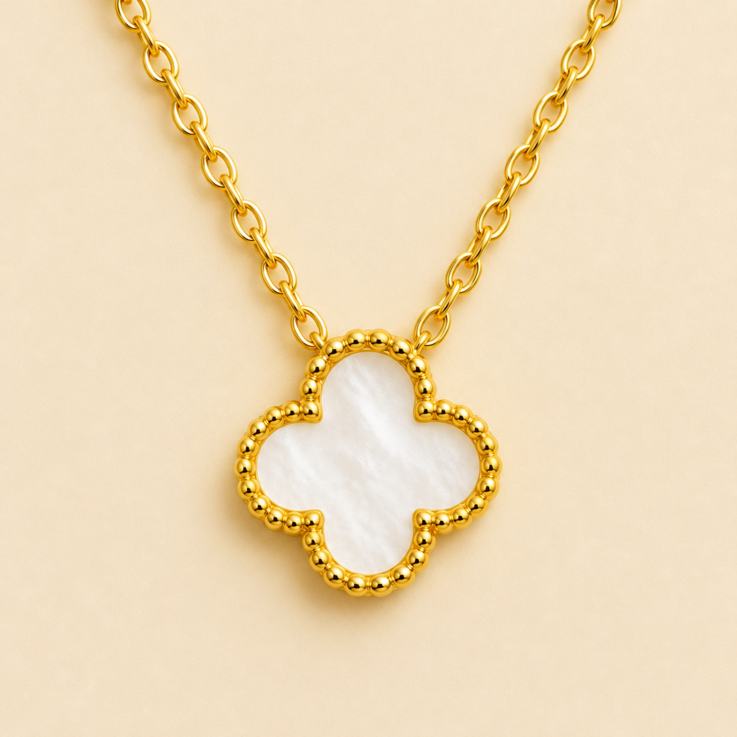 Elegant White Clover Charm Anti Tarnish Necklace