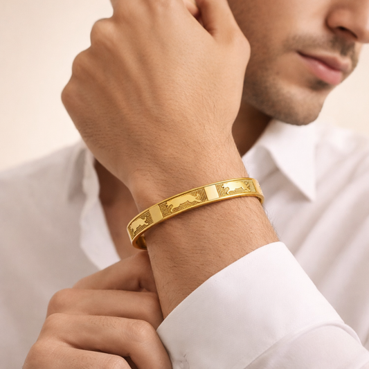 Men-18K Gold Plated Royal Panther Bracelet