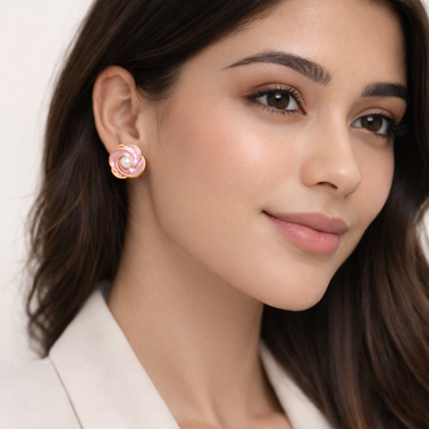 Ivory Enamel Pearl Luxe Earrings