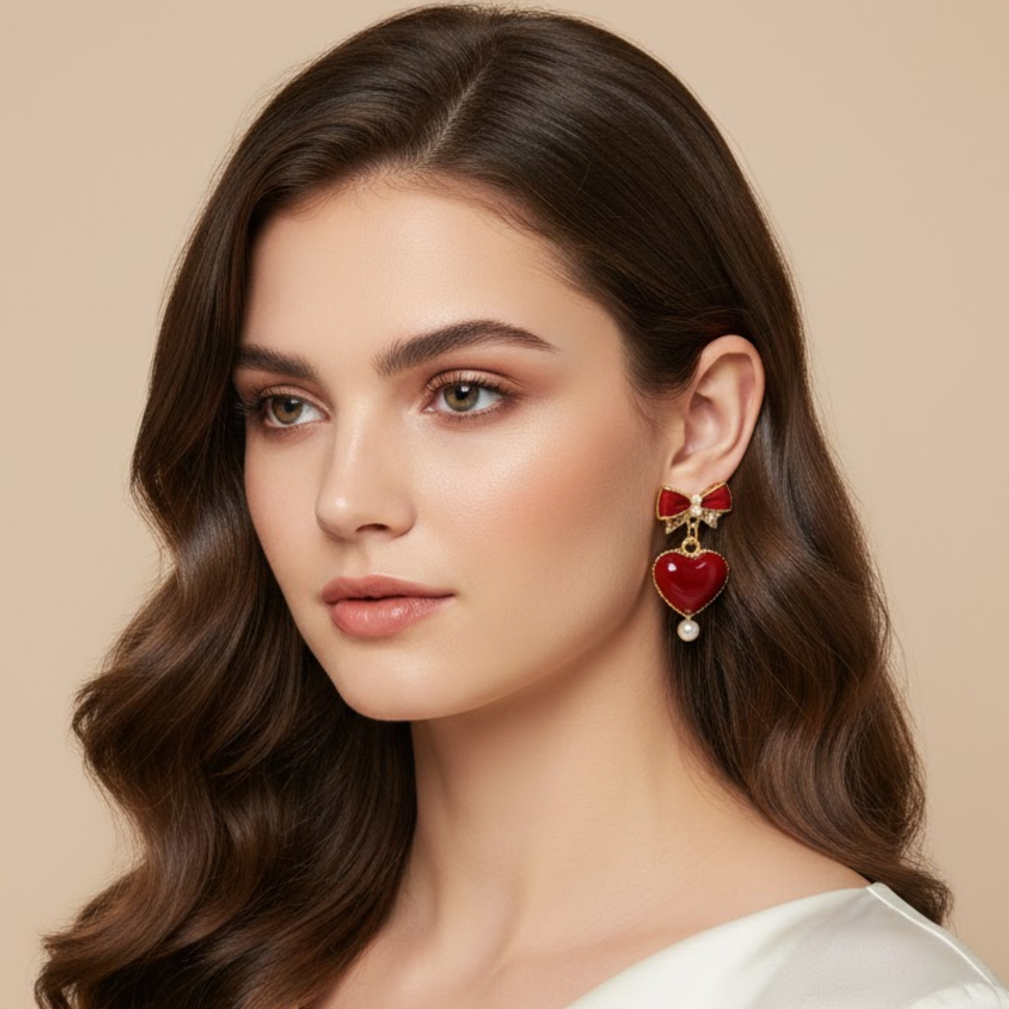 Valentine Red Bow Heart Earring