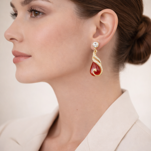 Valentine Ruby Swirl Elegance Drops Earring