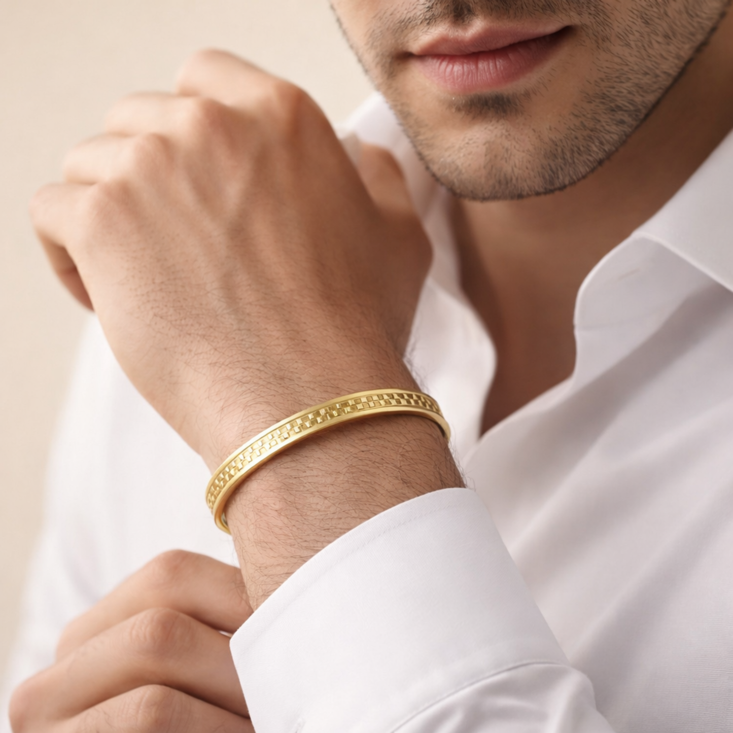 Men-18K Gold Plated Monarch MicroGrid Bracelet