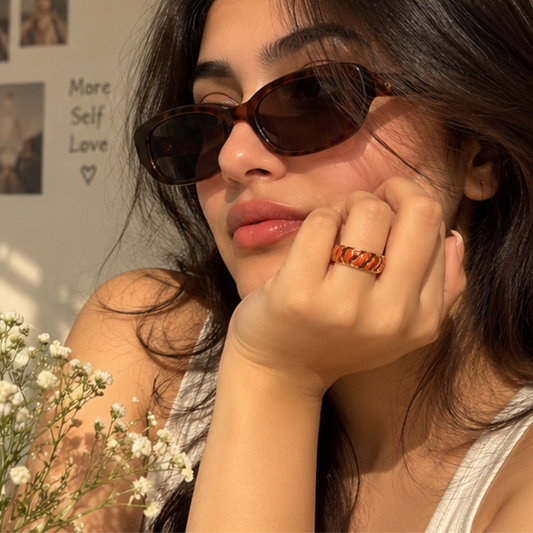 Orange Luxe Wave Adjustable Ring