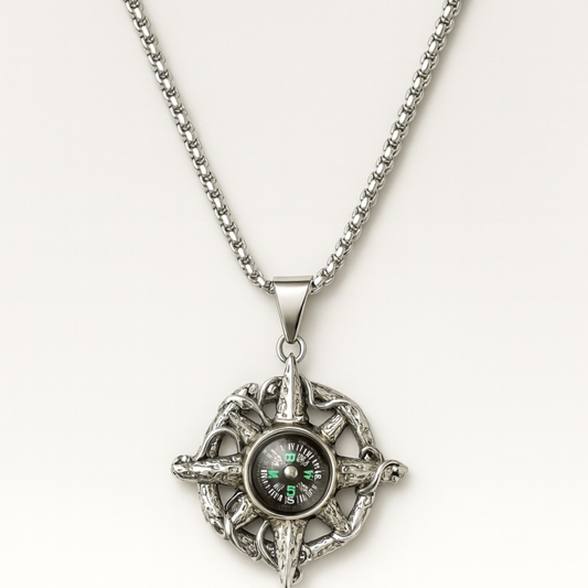 Compass Pendant Stainless Steel Necklace