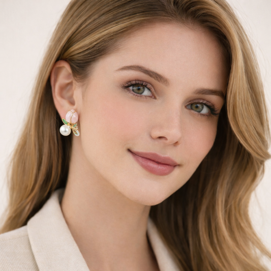Valentine Pink Tulip Stud Earrings