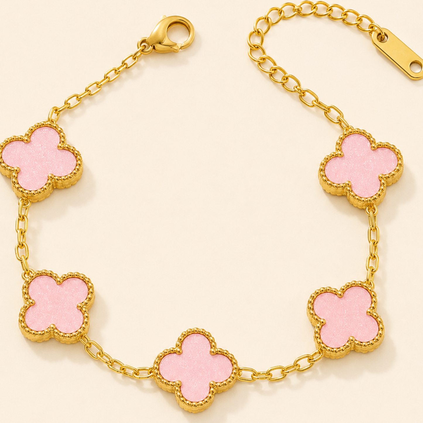 Anti Tarnish Pink Flower Bracelet