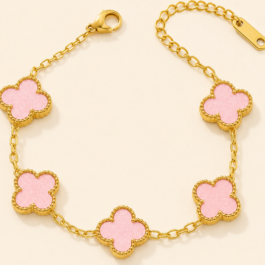 Anti Tarnish Pink Flower Bracelet