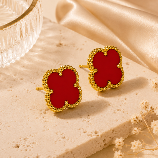 Red Clover Anti Tarnish Stud Earring