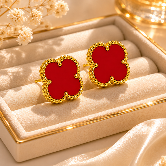 Red Clover Anti Tarnish Stud Earring
