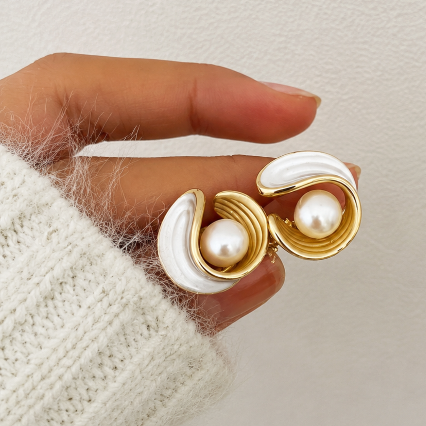 Dual Tone Pearl Designer Earrings