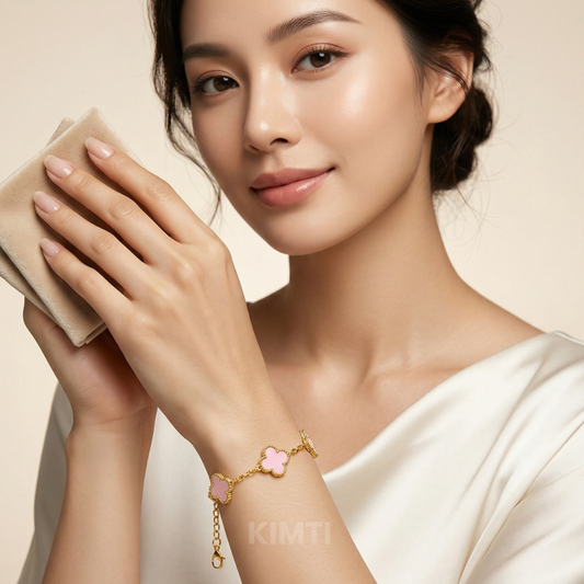 Anti Tarnish Pink Flower Bracelet