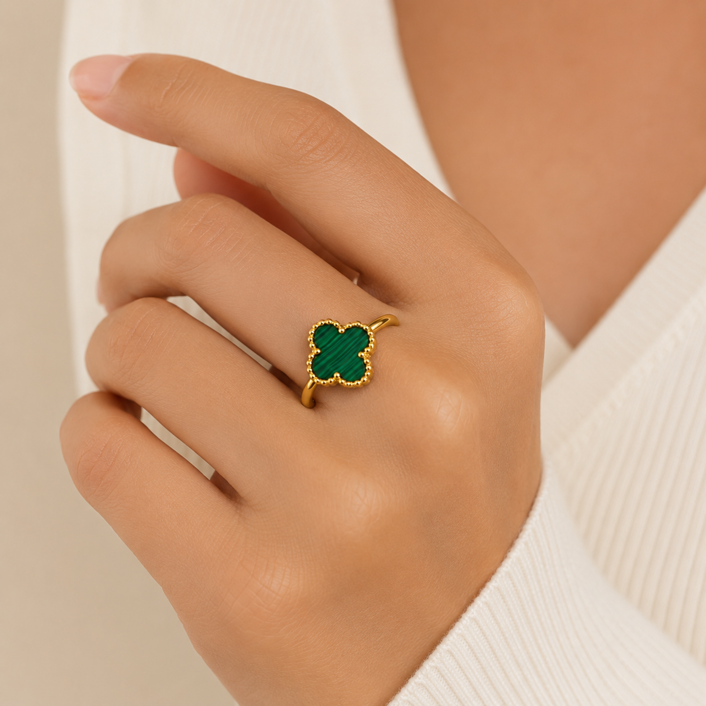 Green Clover Anti Tarnish Ring