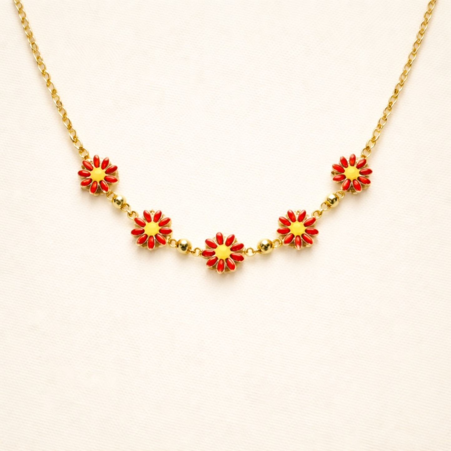 18k Gold Plated Beaded Daisy Necklace
