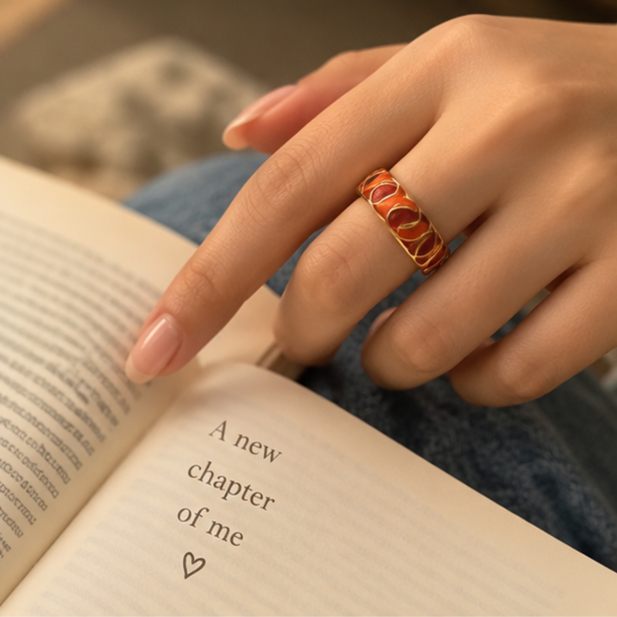 Orange Luxe Wave Adjustable Ring