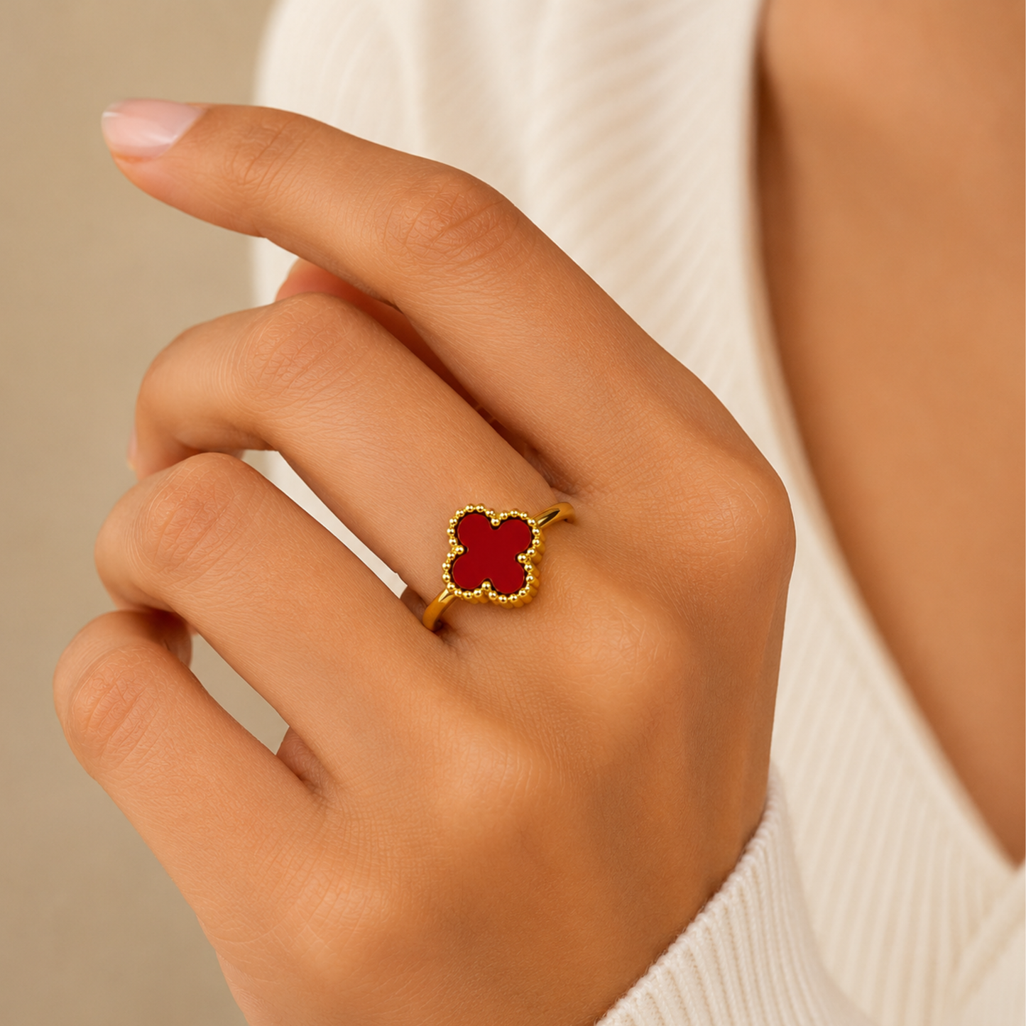 Red Clover Anti Tarnish Ring
