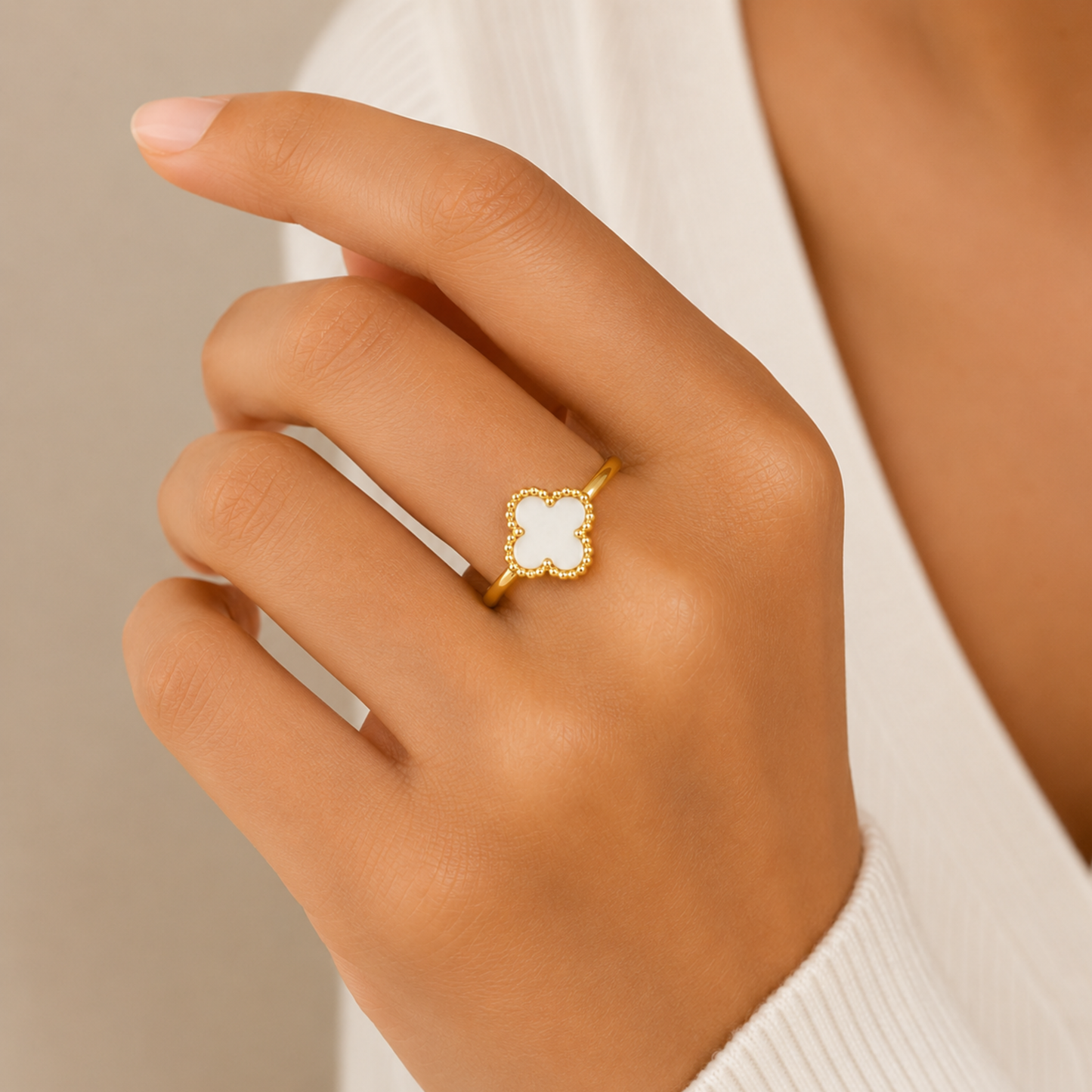 White Clover Anti Tarnish Ring