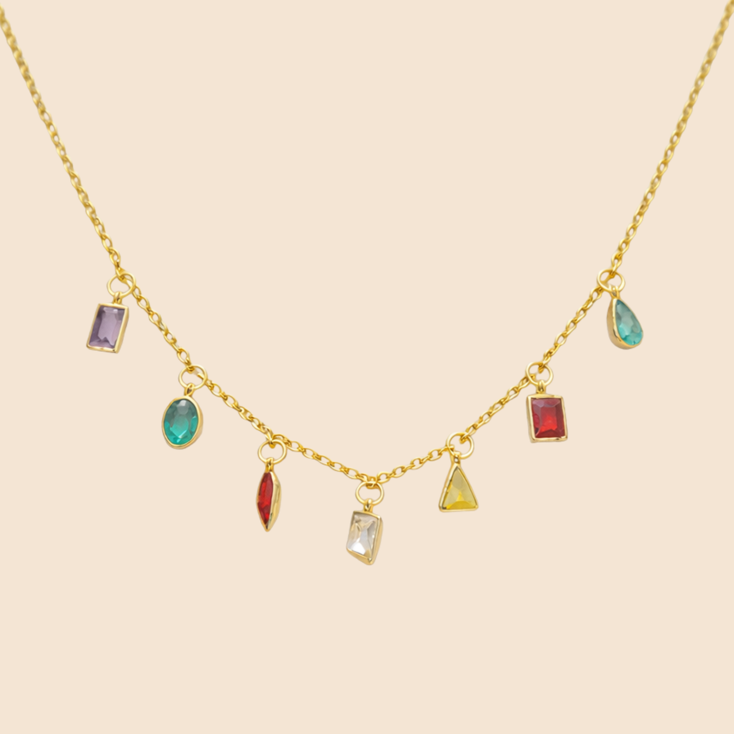 18k Gold Plated Aurelia Mosaic Charm Necklace