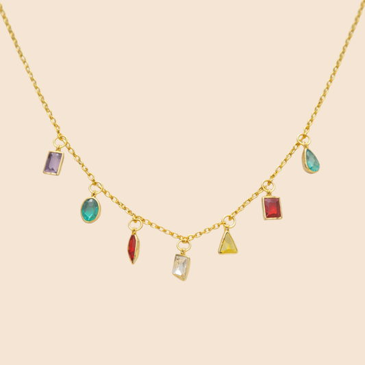 18k Gold Plated Aurelia Mosaic Charm Necklace
